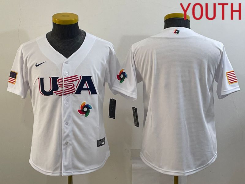 Youth 2023 World Cub USA Blank White MLB Jersey6->youth mlb jersey->Youth Jersey